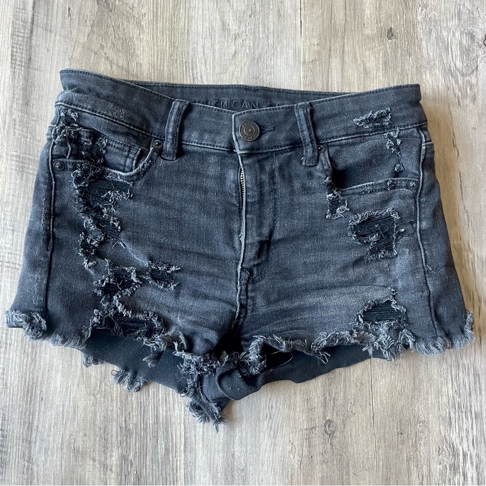 Black jean shorts from American Eagle